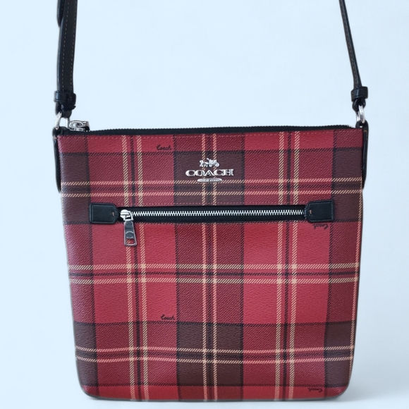 Coach Rowan File Bag With Tartan Plaid Print - Picture 3 of 11